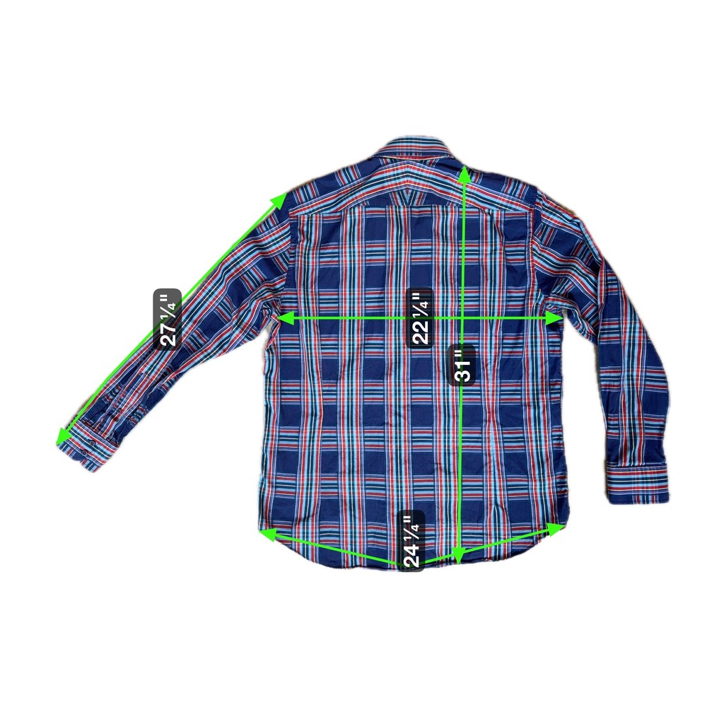Hawes & Curtis London Piccadilly Men's Plaid Button Down Shirt XL Blue Red Green - Picture 5 of 5